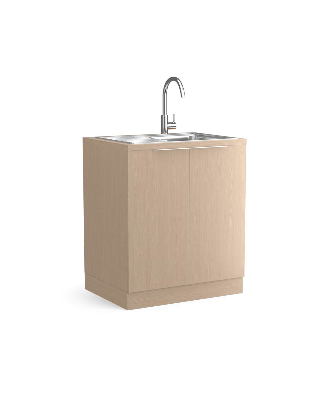 Colorbar hand wash - Washing cabinet in oak pattern - Chrome sink